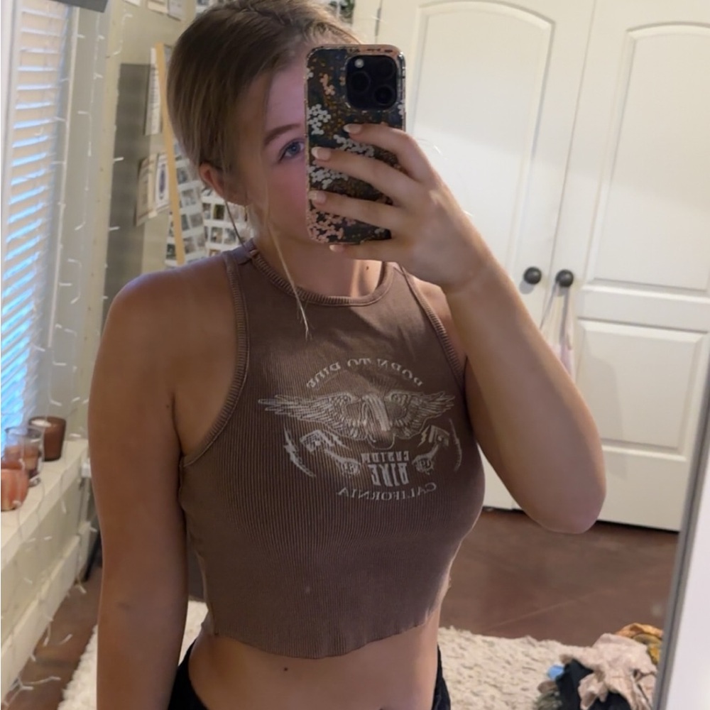 Full Tilt Brown Cropped Tank Top